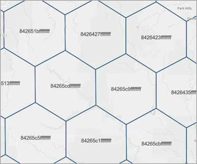 Example of GRID_ID results from H3 hexagon tessellations